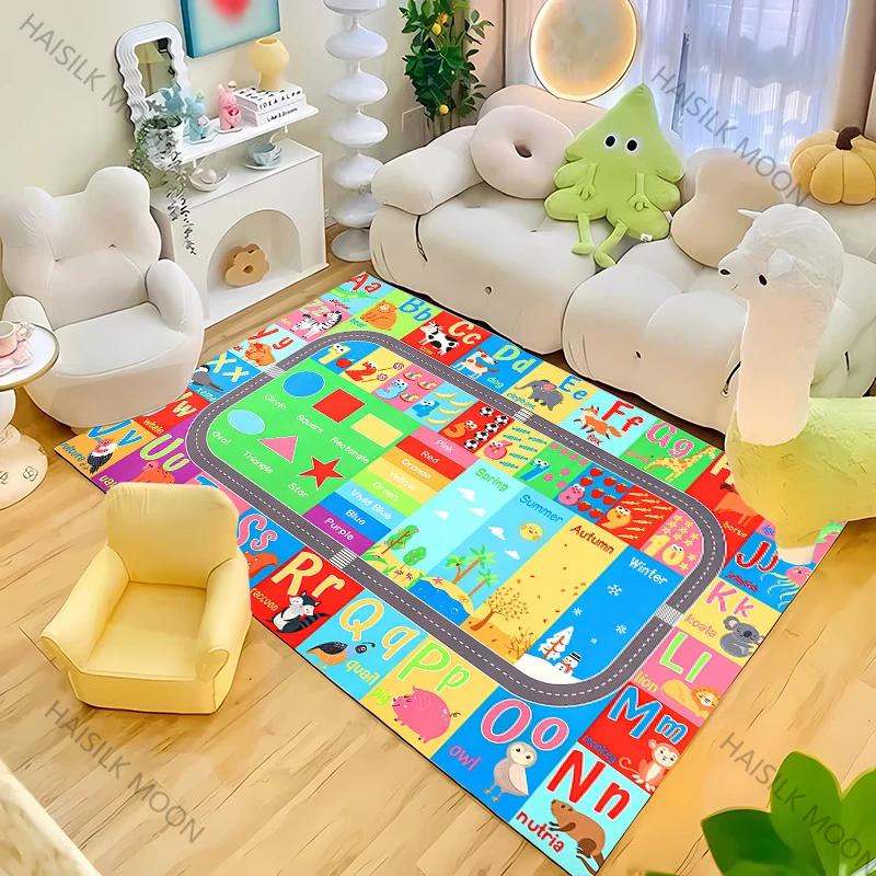 Tapete 3D ABC para Quarto de Crianças, Tapetes Infantis ABC para Chão, Tapete de Brincar com Alfabeto Tapetes Infantis Elementares Pré-escolares com Ilustrações de Animais