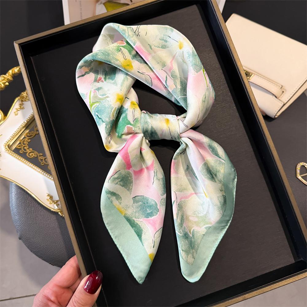 Luxury New Design Satin Print Scarf Women Scarves Bandana Hijab Neckerchief Shawl Kerchief Hair Band Foulard Lady