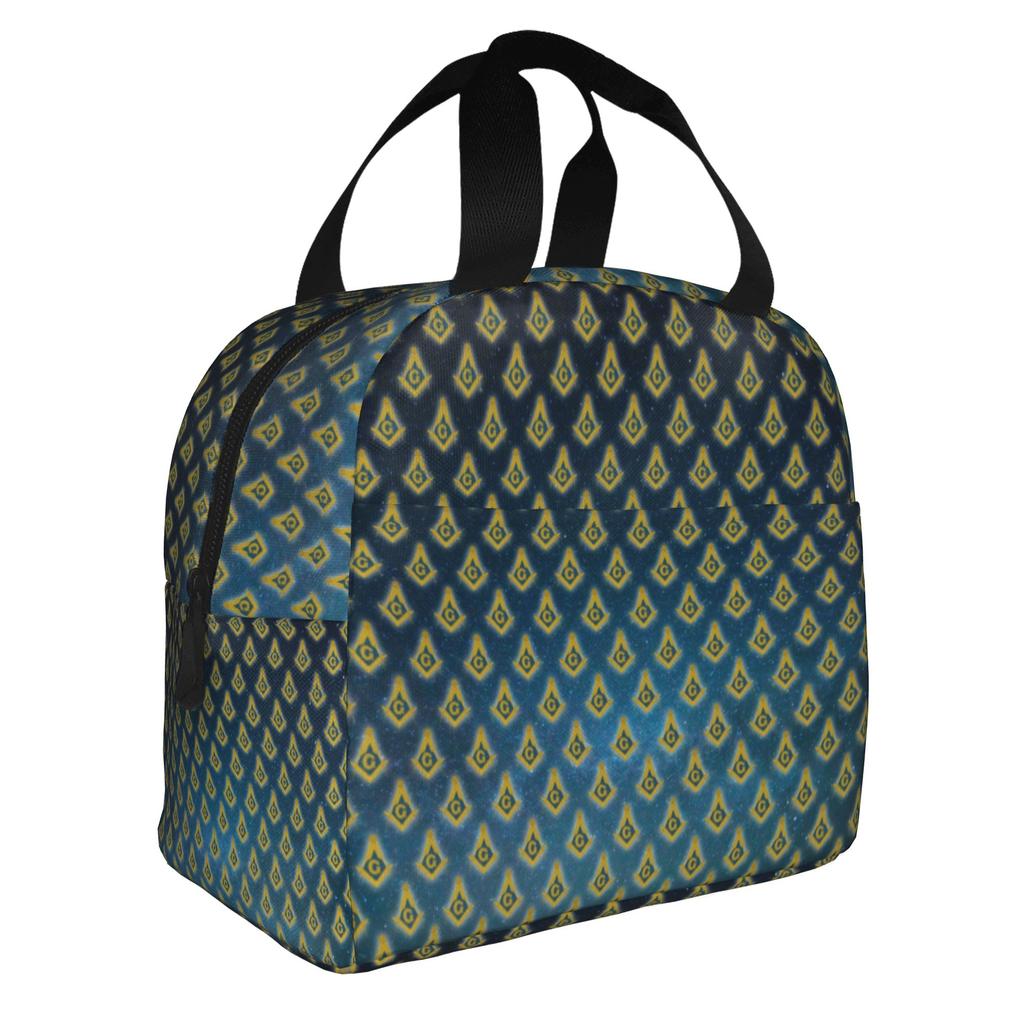 Freemasonry Symbol Lunch Bag Women Masonic Mason Freemason Thermal Cooler Insulated Lunch Box for Adult Office