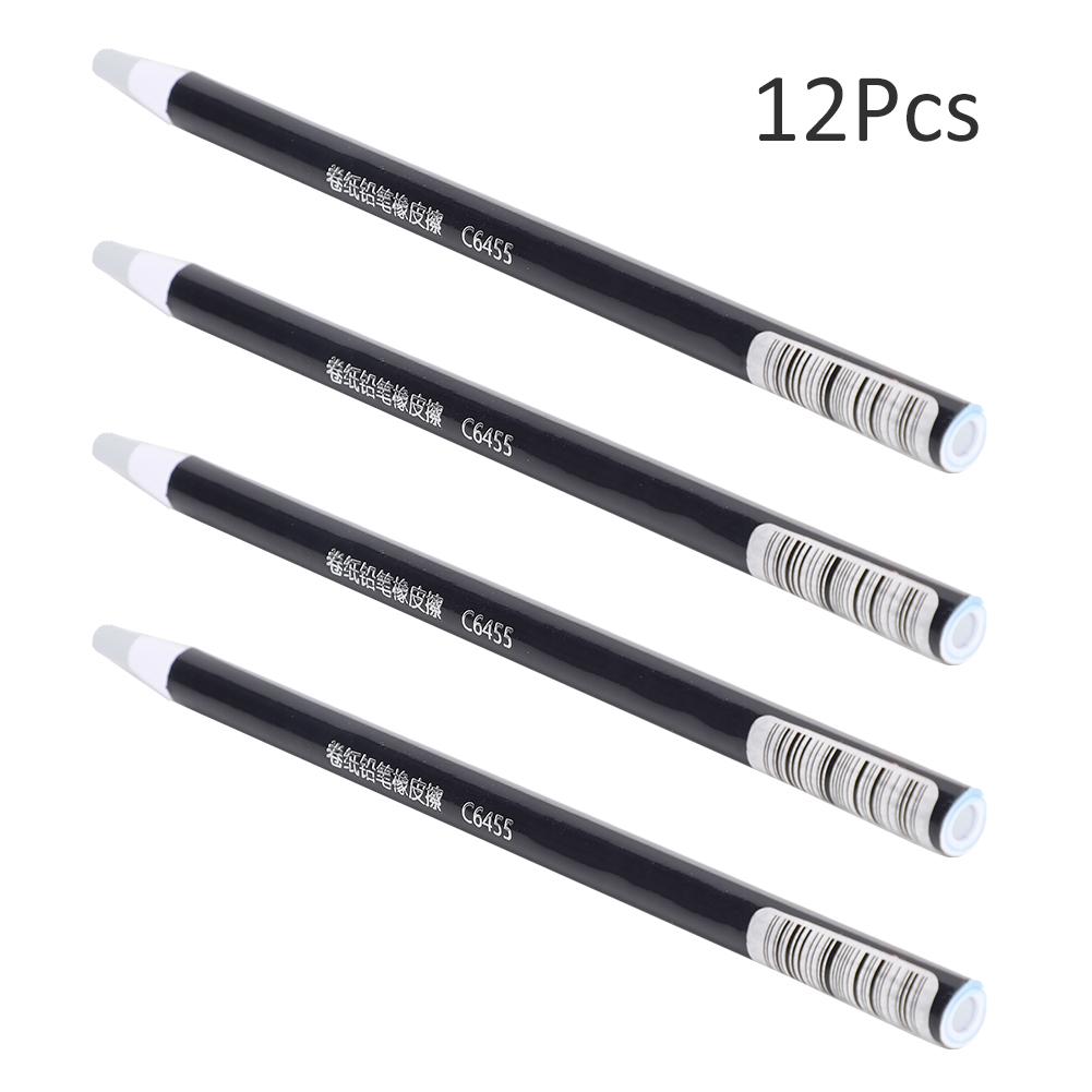 12Pcs Paper‑Wrapped Eraser Highlight Soft Cable Design Non Sharpening Sketching Art Supply
