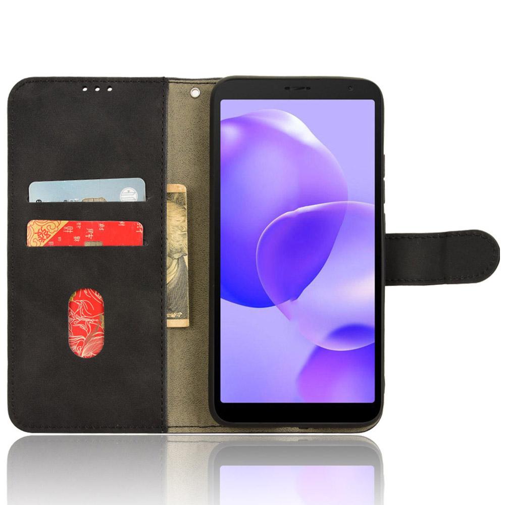 

For TCL 502 Phone Case Magnetic Closure Folio PU Leather Cover Black
