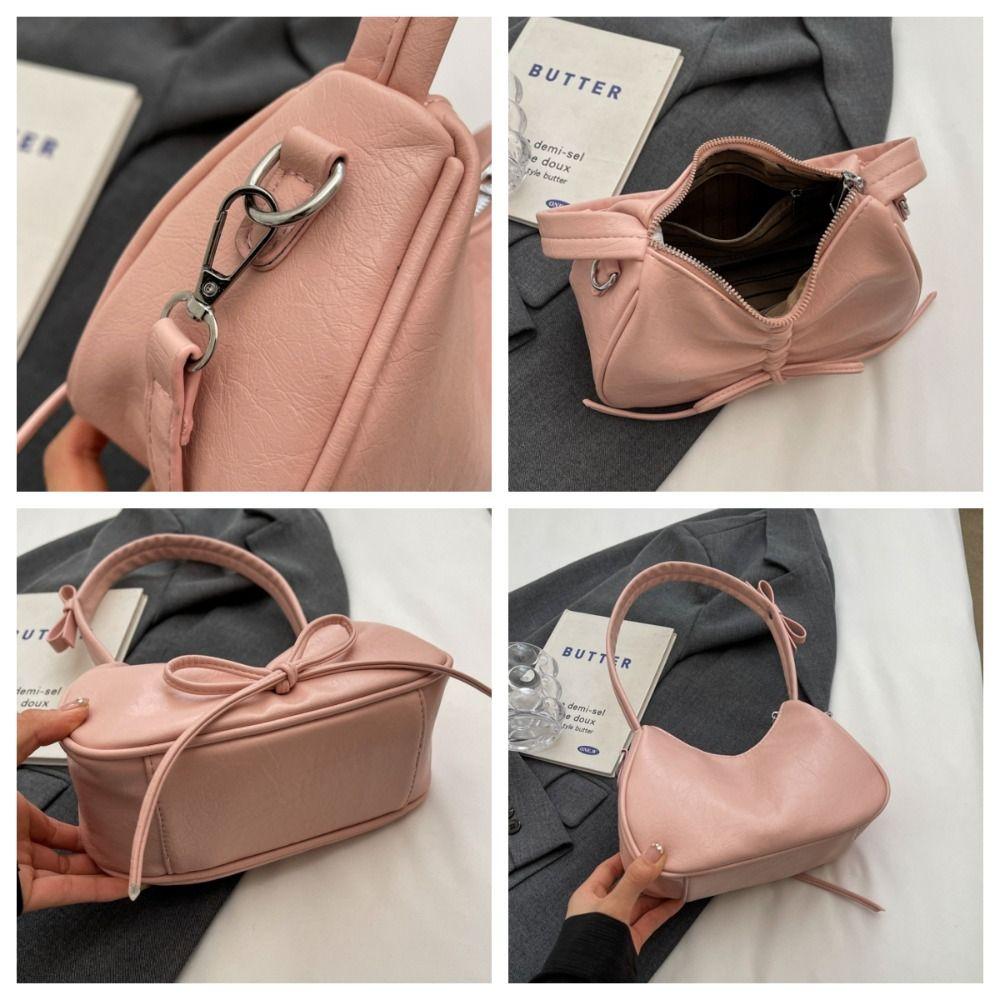 Bowknot Balletcore Bow Handbag Korean Style PU Leather Hobo Bag Bow Tie Shoulder Bag  Streetwear