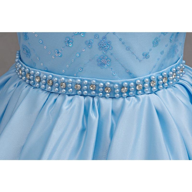 Girls Long Tulle Dress Princess Party Performance Gown