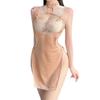 Chinese Cheongsam Sexy Lingerie Perspective Embroidery Qipao Mini Skirt Green Pink Women's Cosplay Costumes