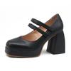 Platforma Jehlové podpatky Mary Janes Boty Boty Lakovaná kůže Robustní přezka se čtvercovou špičkou Goth Ženy Lodičky Boty na podpatku