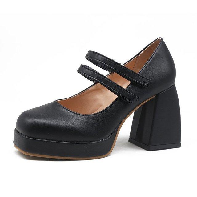 Platforma Jehlové podpatky Mary Janes Boty Boty Lakovaná kůže Robustní přezka se čtvercovou špičkou Goth Ženy Lodičky Boty na podpatku