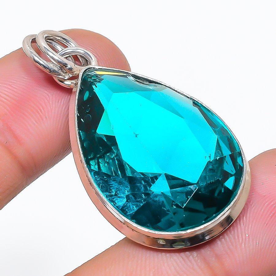 Natural Indicolite Tourmaline Gemstone 925 Sterling Silver Pendant 1.77  AP-14183