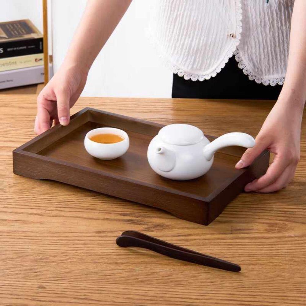 Durable Kitchen Serving Tray Rectangular Serving Platter Bamboo Food Tray  Living Room