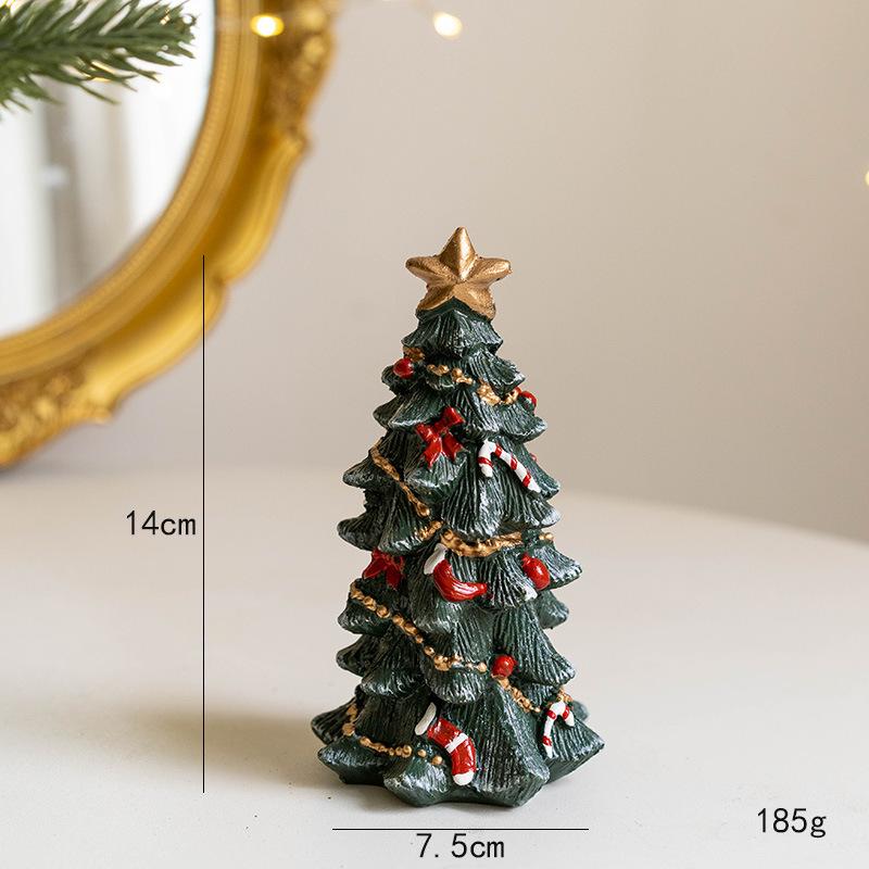 Mini Resin Christmas Tree Ornament - Festive Desktop Decoration Gift