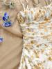 Abito con Spalline Sottili e Stampa Floreale Primavera/Estate 2025: Stile Vacanza Sexy a Vita Stretta per Donne