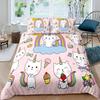 Kawaii Cat Duvet Cover Set for GirlsCute Cartoon Animal Kitten Bedding Set Lovely Romantic Theme Soft Comforter Cover Full Size