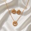Japanese and Korean Temperament Versatile Minimalist Circle Stud Earrings Necklace Set Female European and American Style Earrings High-end Earrings