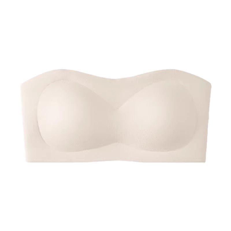 Stylish Beige Seamless Bandeau Bra For Off-Shoulder Outfits S белый