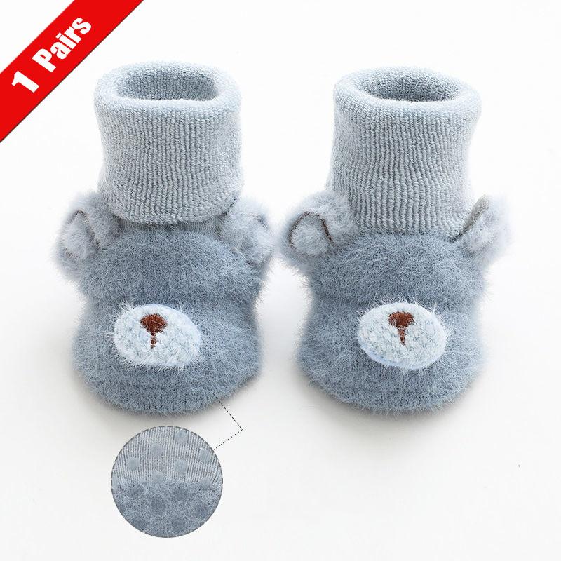 1/2Pairs Newborn Baby Socks For Girls Boys Winter Terry Soft Thick Warm Anti Slip Toddler Socks Cute Cartoon Infant Socks 0-3Y