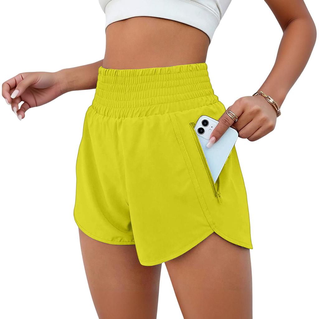 Women's Fashion High Waist Sports Running Yoga Belt Lined Adult Casual Shorts