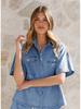 2025 Vintage Denim Two-Piece Set: Women's Loose Short-Sleeve Shirt & Shorts