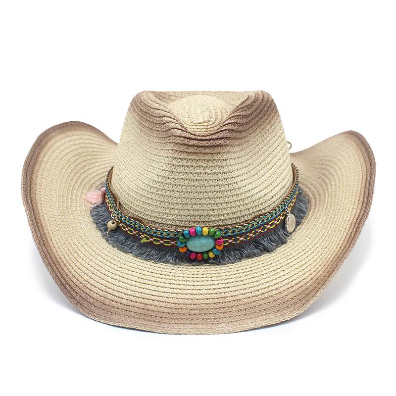 Cowboy Hat Female American Western Cowboy Beach Tide Summer Hat Female Panama Straw Hat Top Hat Male