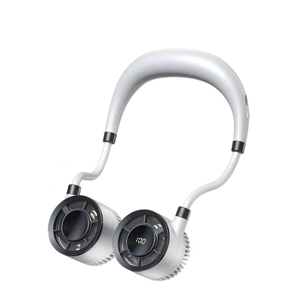 

USB Rechargeable Rechargeable Neck Fan Wearable Face Blower Sports Activities Shopping Travel білий