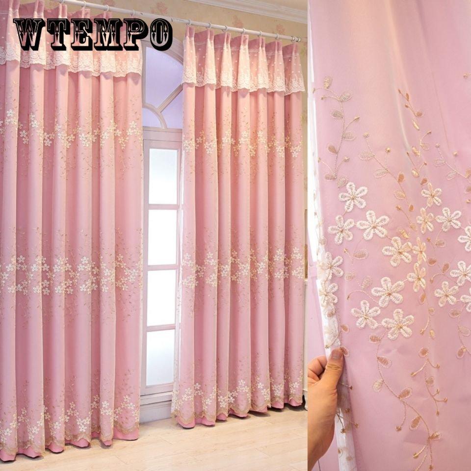 

Высококачественные вышитые шторы для гостиной, двухслойные оконные шторы для девочек, жалюзи для спальни, однотонные тюлевые шторы
