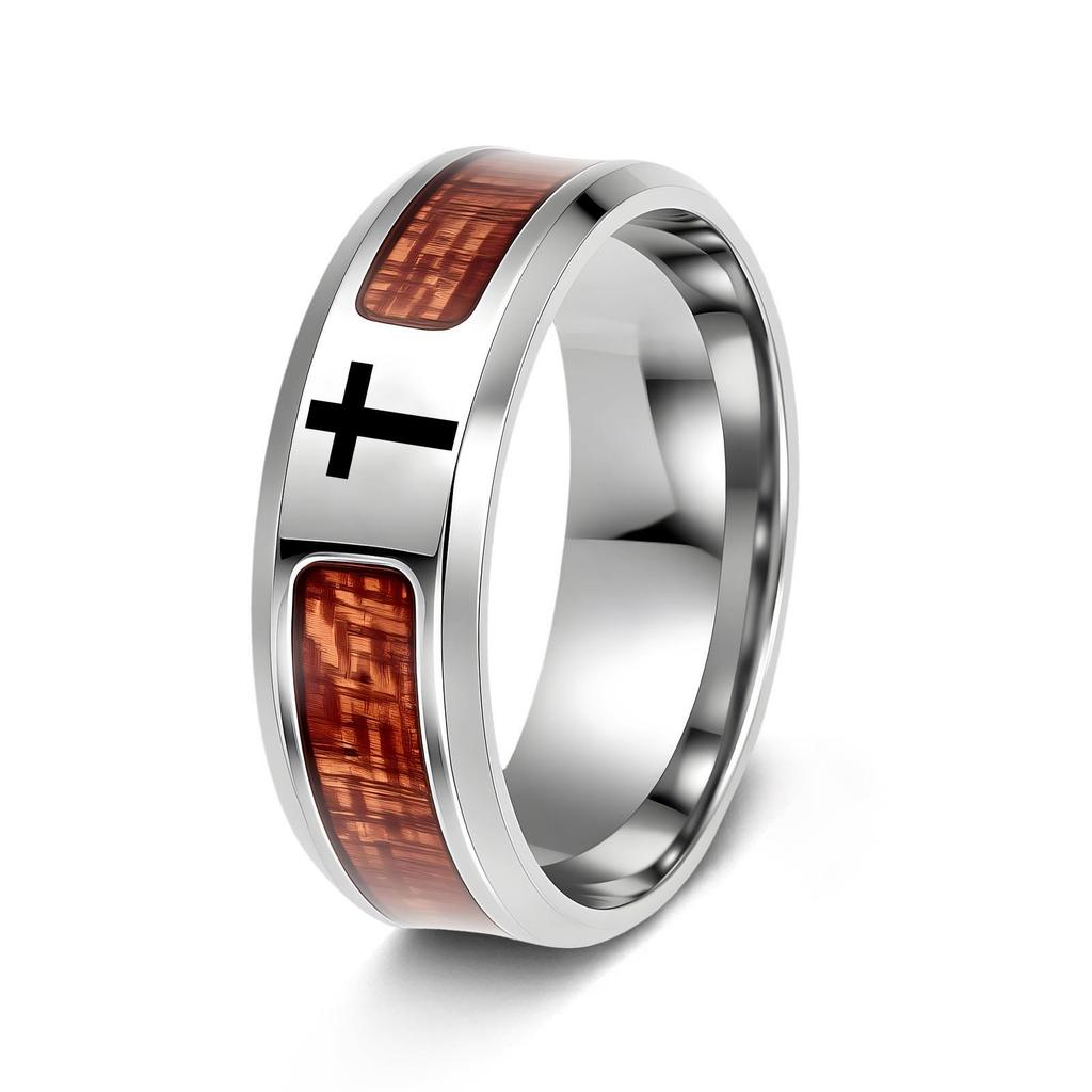 Men's Fashion Titanium Steel Opal Ring with Personalized Laser Engraving Option