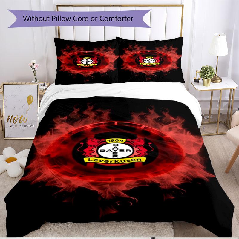 3-teiliges Bettbezug-Set (1 * Bettbezug + 2 * Kissenbezug, ohne Kern), Bayer 04 Leverkusen Druck Weiches Ganzjahres-Bettwäscheset, Heimschlafzimmer Dekor Geschenk