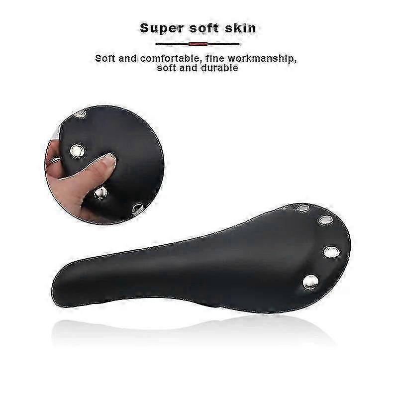 Bicycle Saddle Soft Pu Leather Road Bike Rivet Seat Cushion Racing Saddle Cover Comfortable Waterproof Vintage Cycling Saddle[HsSs]