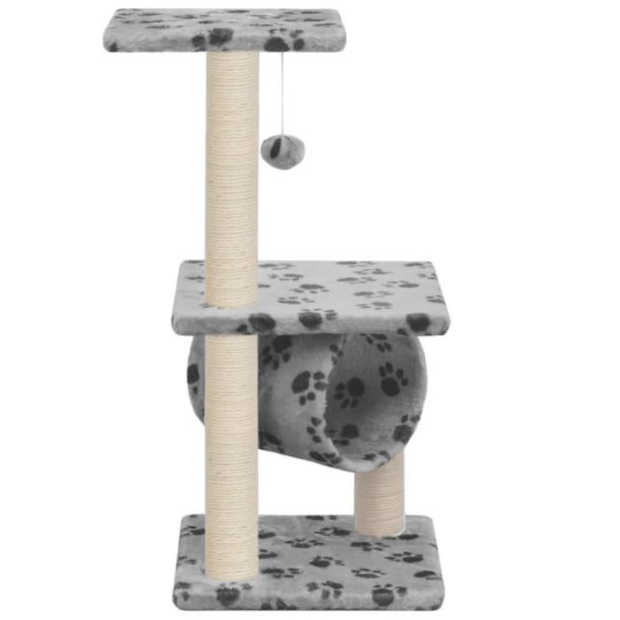 VidaXL Arbre à chat avec griffoirs en sisal 65 cm Gris Motif de pattes