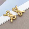 Gold Stainless Steel Bow Necklace & Bracelet Set - Versatile Pendant, Charm, DIY Earrings, Fashion Jewelry Accessories.
