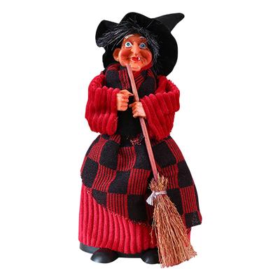 1PC Halloween Witch Hanging Ornament W/ Broom Halloween Witch Hanging Props Witch Broom Props for Haunted House Party Decor