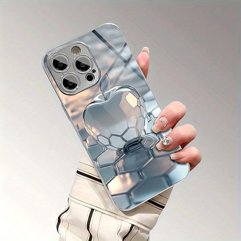 Honeycomb Silver For Apple Pattern Glass Electroplated Phone Case For iPhone 17 16 15 14 13 12 11 Pro Max Plus 16E 17 Air Cover