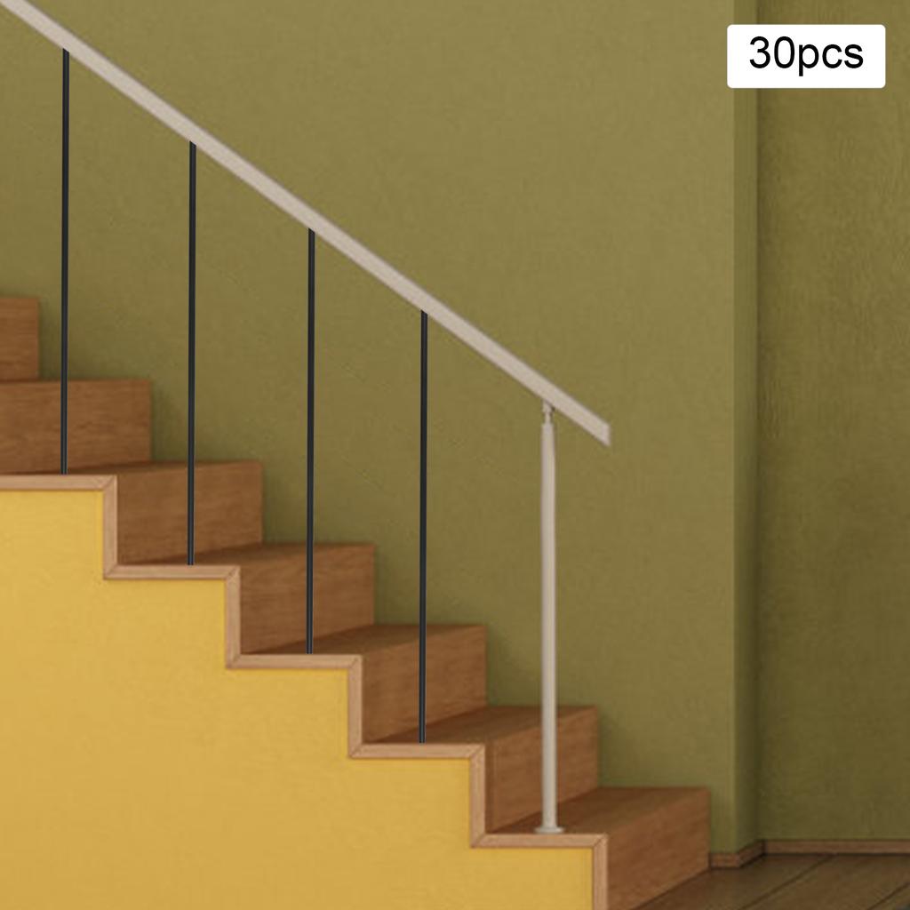 30Pcs Wrought Iron Balusters Round Hollow Straight Bar Metal Spindles 44" X 5/8" for Staircase Deck Railing,Black Matte