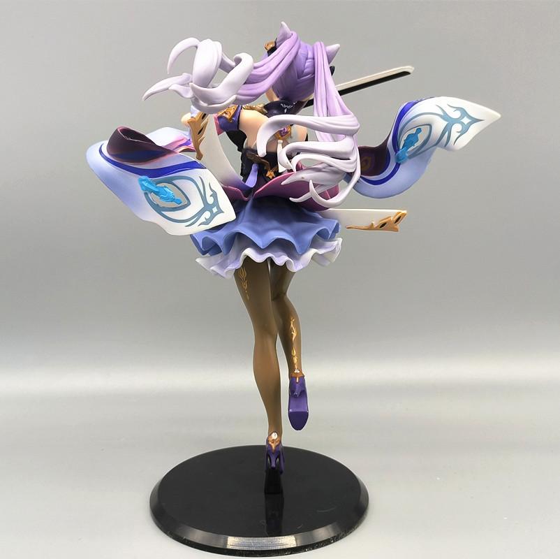 25CM Anime-Figur Genshin Impact Keqing Schwingt ein Schwert Stehendes Schwert Hu tao Modell Spielzeug PVC Sammelspielzeug Schreibtischdekoration