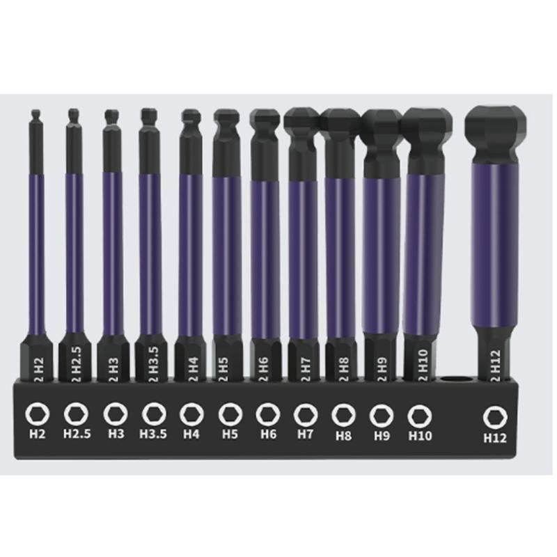 Inner Hexagonals Ball Head Screwdriver Set 1/4inch Ball End Hexagonals Screwdriver Socket Set 13PCS