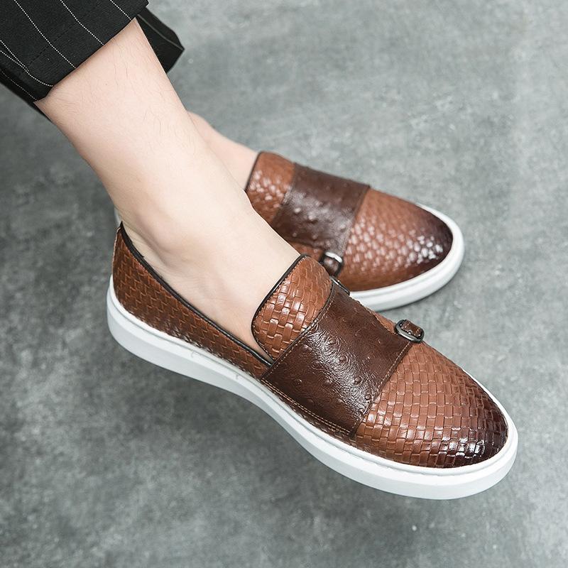 Men's Shoes New Men's Board Shoes Leather Cover Loafers Foreign Trade One-pedal British Large-size Casual Leather Shoes