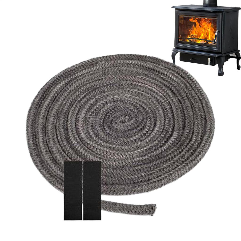 16mm X 2M Black Gasket Tape Fireplace Sealing Rope Wood Burning Stove Door Self-Adhesive Fiberglass Sealing Cord Replacement