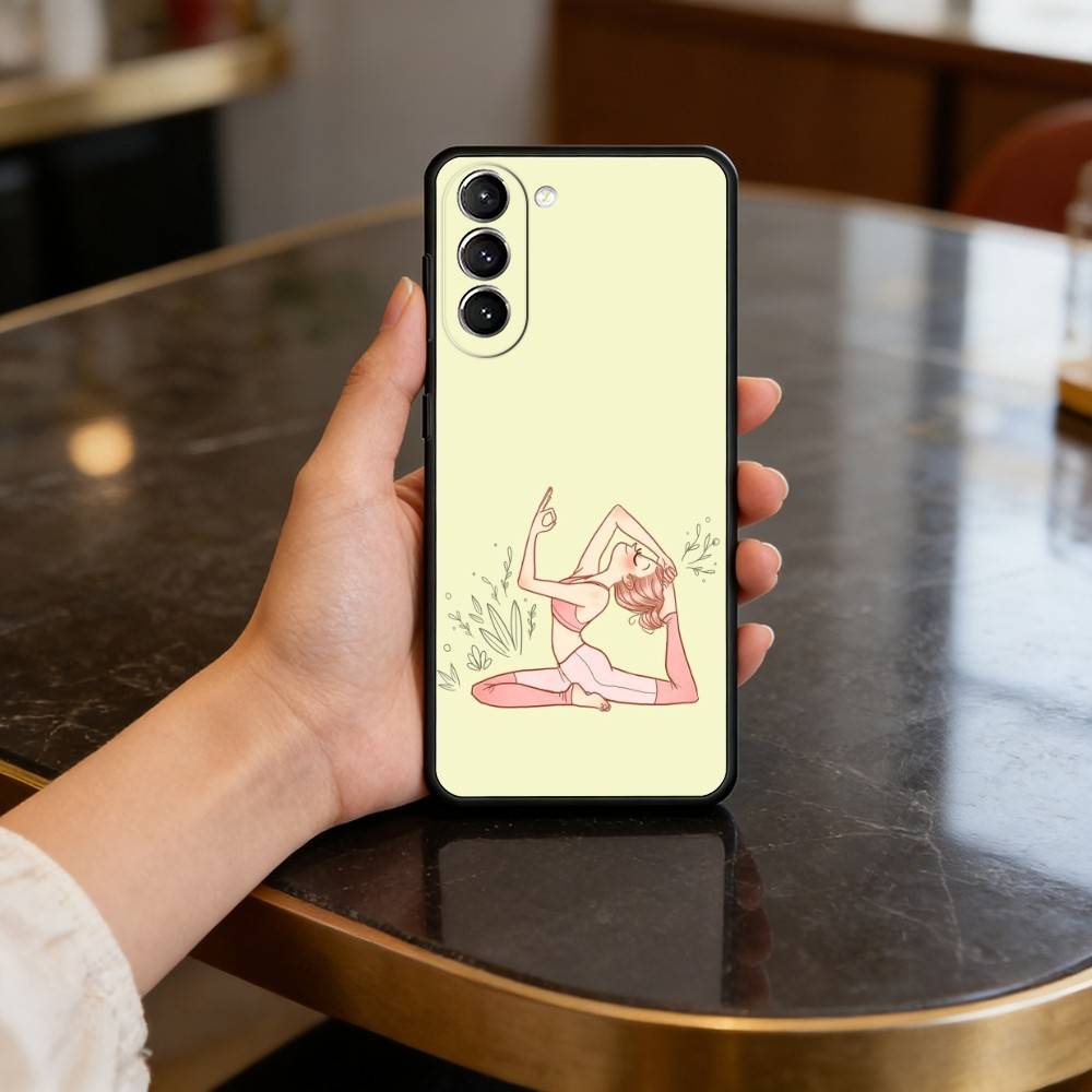 GYM Girl Gymnastic Phone Case For Samsung S25,24,23,22,30,21,10,9,Ultra,Plus,Lite,FE,4,5 G Soft Black Case