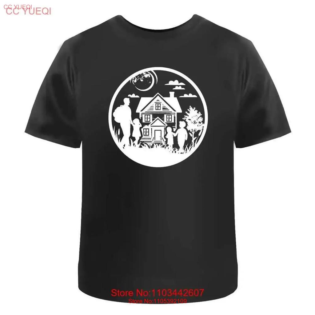 House With Father And Kids Cotton T Shirt Ta047265 Vintage Washed Homme Graphic Fashion Unisex Designer Clothes Slightly