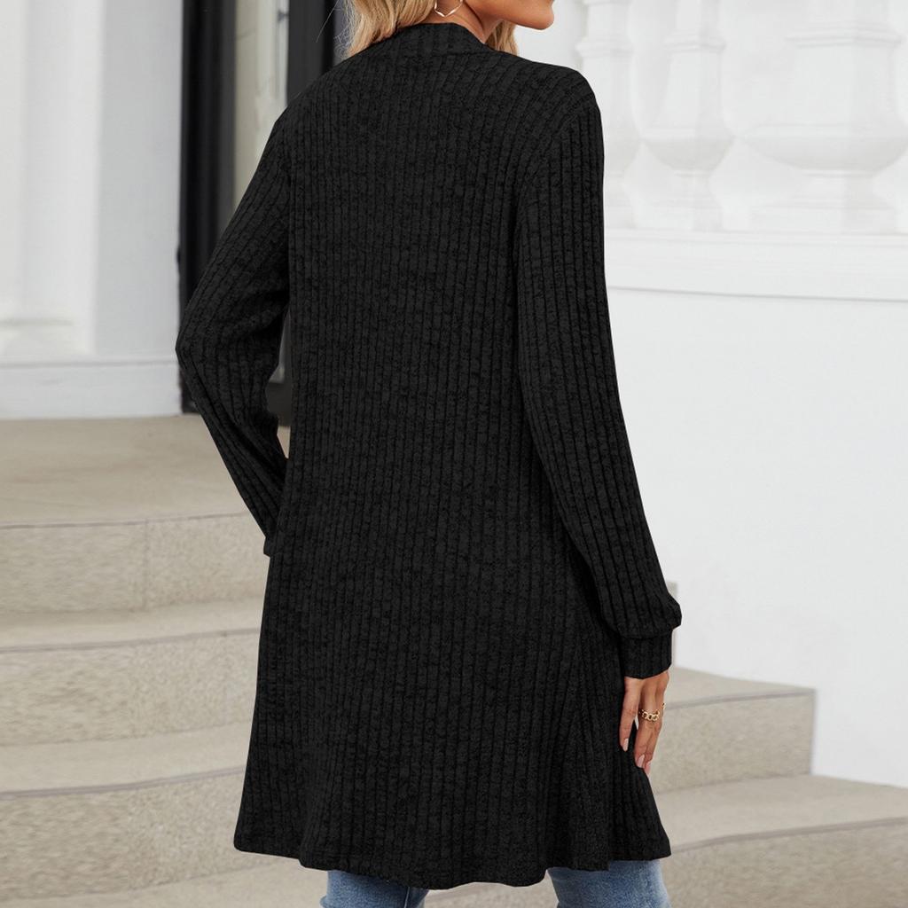 Women's Casual And Fashionable Solid Color Long Sleeved Pocket Cardigan Jacket  Jacket