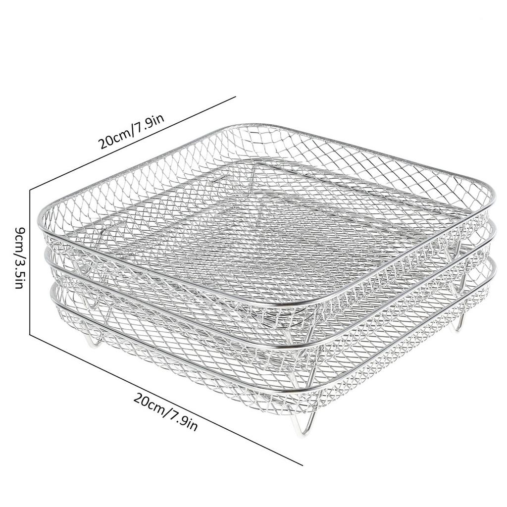 Air Fryer Rack 1/2/3 Layer Stainless Steel Grill Dehydrator Stacking Rack Removable Air Fryer Accessories Kitchen Cooking Tools