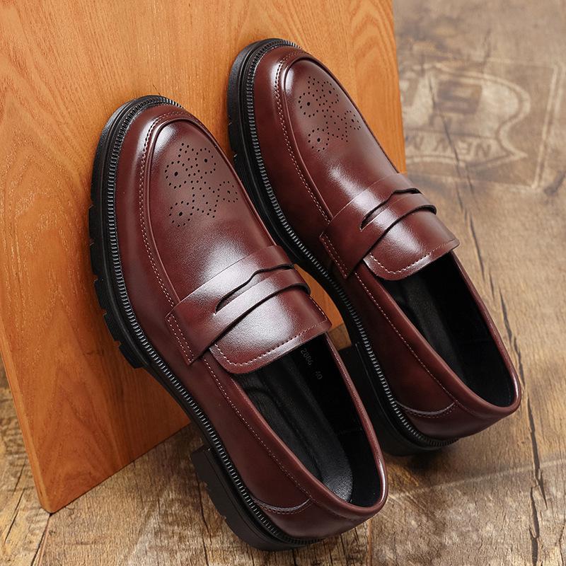 Men's New Style Perforated Leather Loafers: British Business Casual Slip-On Shoes