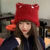 Novelty Cats Ear Skull Hat for Female Girl Outdoor Sport Hat Adult Casual Street Wear Warm Skull Hat for Cycling Skiing