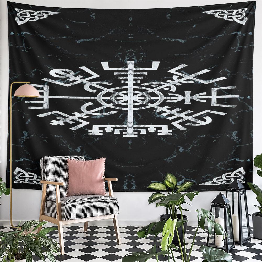 "Viking Nordic Rune Symbol Tapestry" Pattern Wall Hanging Tapestry Decorative Tapestry Home Decor for Bedroom and Living Room