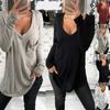 Fashion T-shirt Wild T-shirt Sexy V-neck Shirt Loose Pocket Top Casual Long Sleeve Bottoming T-shirt