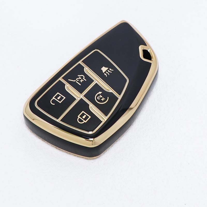 5 Buttons For GMC Yukon Gold Edge TPU Shell for Buick ENVISION S Plus Avenir for Chevrolet Tahoe Suburban Car Key Case Fob Cover