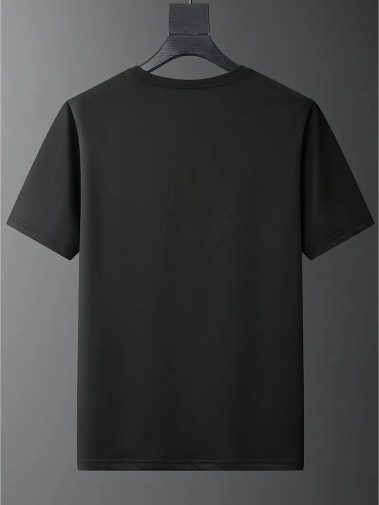 Men's T-Shirt - Casual Short Sleeve Round Neck with '67' Pattern, Machine Washable , Year-Round Comfortable Casual Attire, Modern Minimalist Style