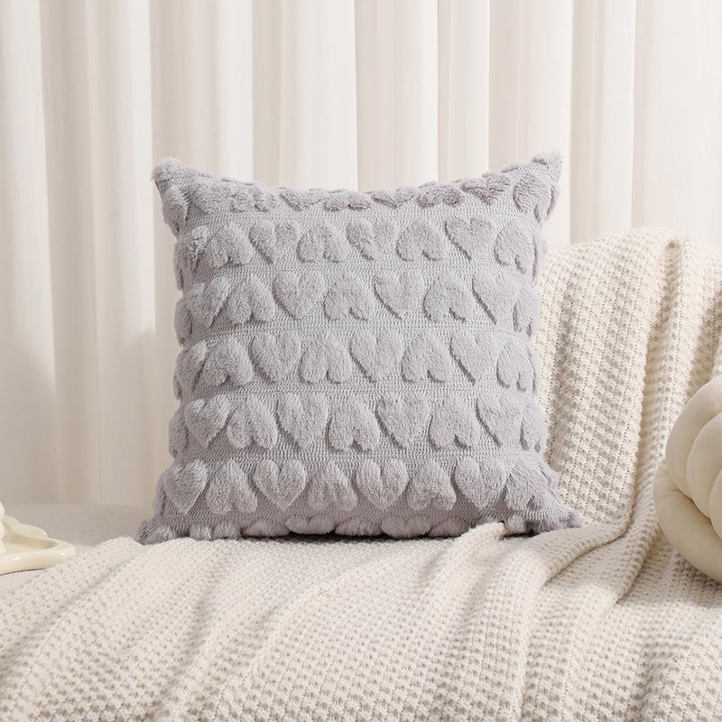 Snow Velvet Quilted 3D Heart Pillow Cover for Valentine's Day - Sofa or Bedroom Decor