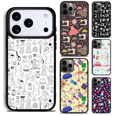 Sewing Machine Pattern Soft Phone Case For iPhone 17,16e,15,14,13,12,11,Mini,Pro,MAX Soft Silicone Cover
