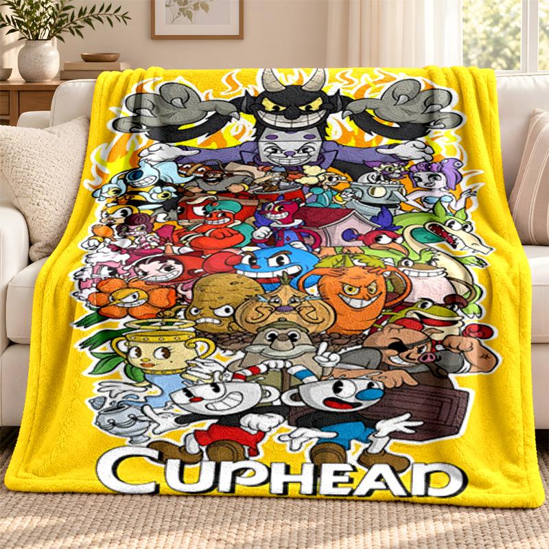 Cuphead Decke Flanelldecke Weiche Gemütliche Plüschdecke für Sofa Bett Leichte Heimdekoration Outdoor Camping