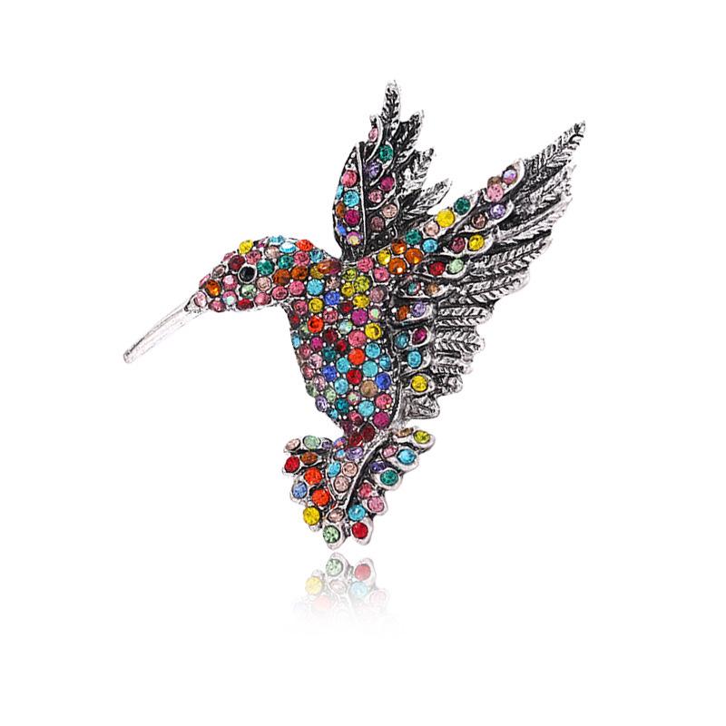 New Diamond Hummingbird Brooch - Stylish Animal Pin for Women's Fashion Clothing