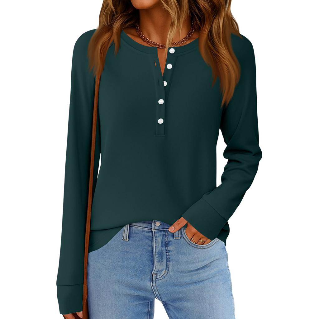 Women's Fashion  Loose Long Sleeve Round Neck Casual Top